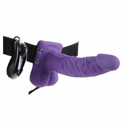 Vibrating Hollow  Strap On with Balls 7" (purple)